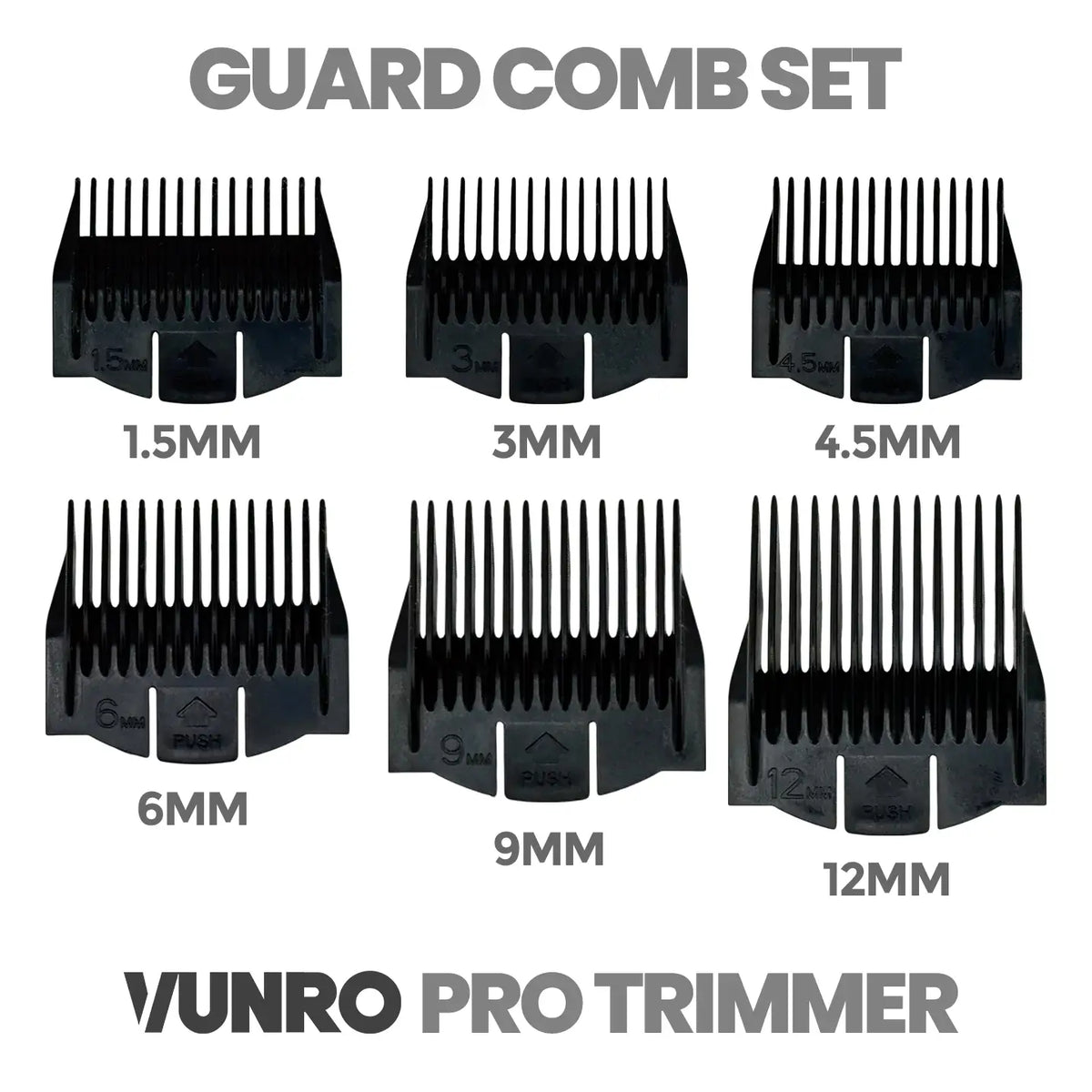 Six Piece Guard Comb Set (VUNRO PRO Trimmer) by VUNRO